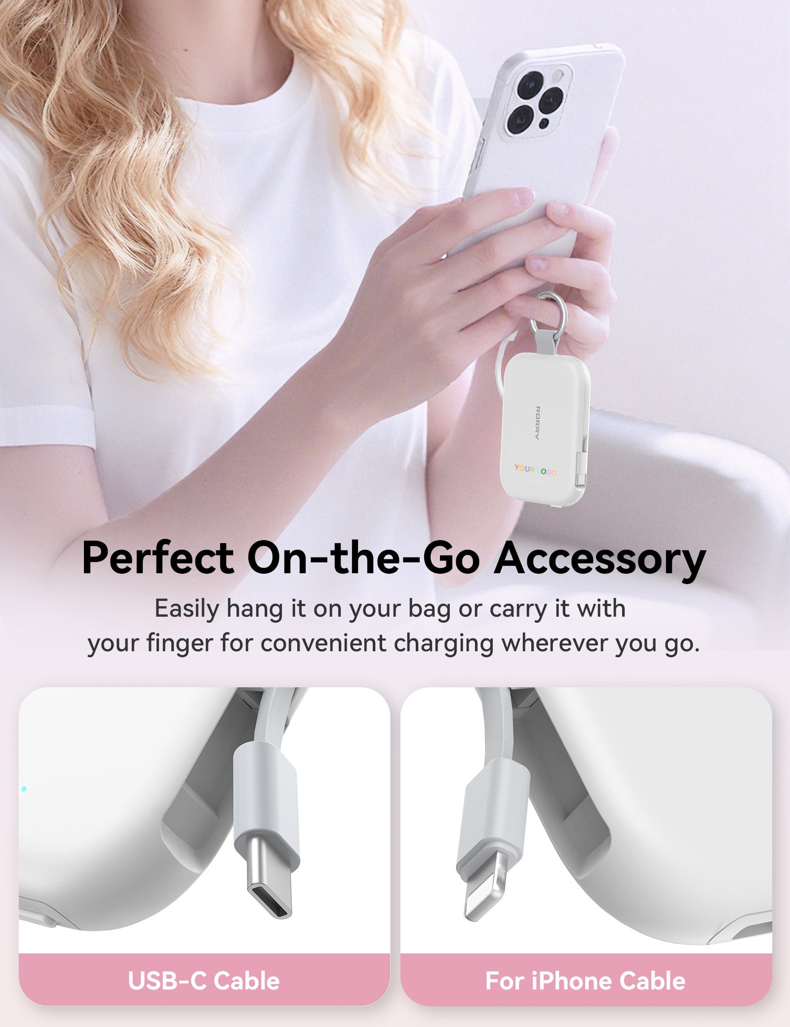 Custom Logo RORRY CharmGo T1-5000mAh Portable Charger Keychain Power Bank