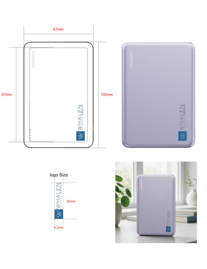 RORRY D14-10000mAh Batería externa MagSafe ultradelgada con logotipo personalizado
