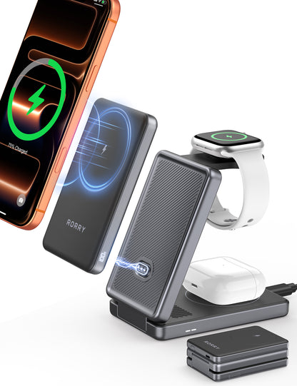 RORRY AuraDock M1-5000mAh 4-in-1 Ladestation mit magnetischer Powerbank