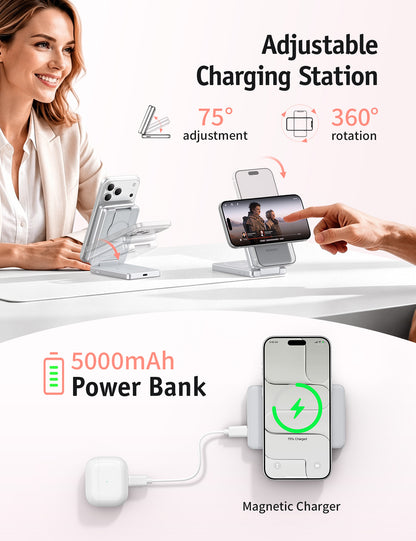RORRY AuraDock M1-5000mAh 4-in-1 Ladestation mit magnetischer Powerbank