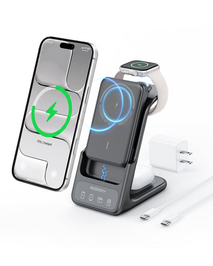 RORRY AuraDock M2-10000mAh 4 in 1 Charging Station with Magnetic Power Bank 30W