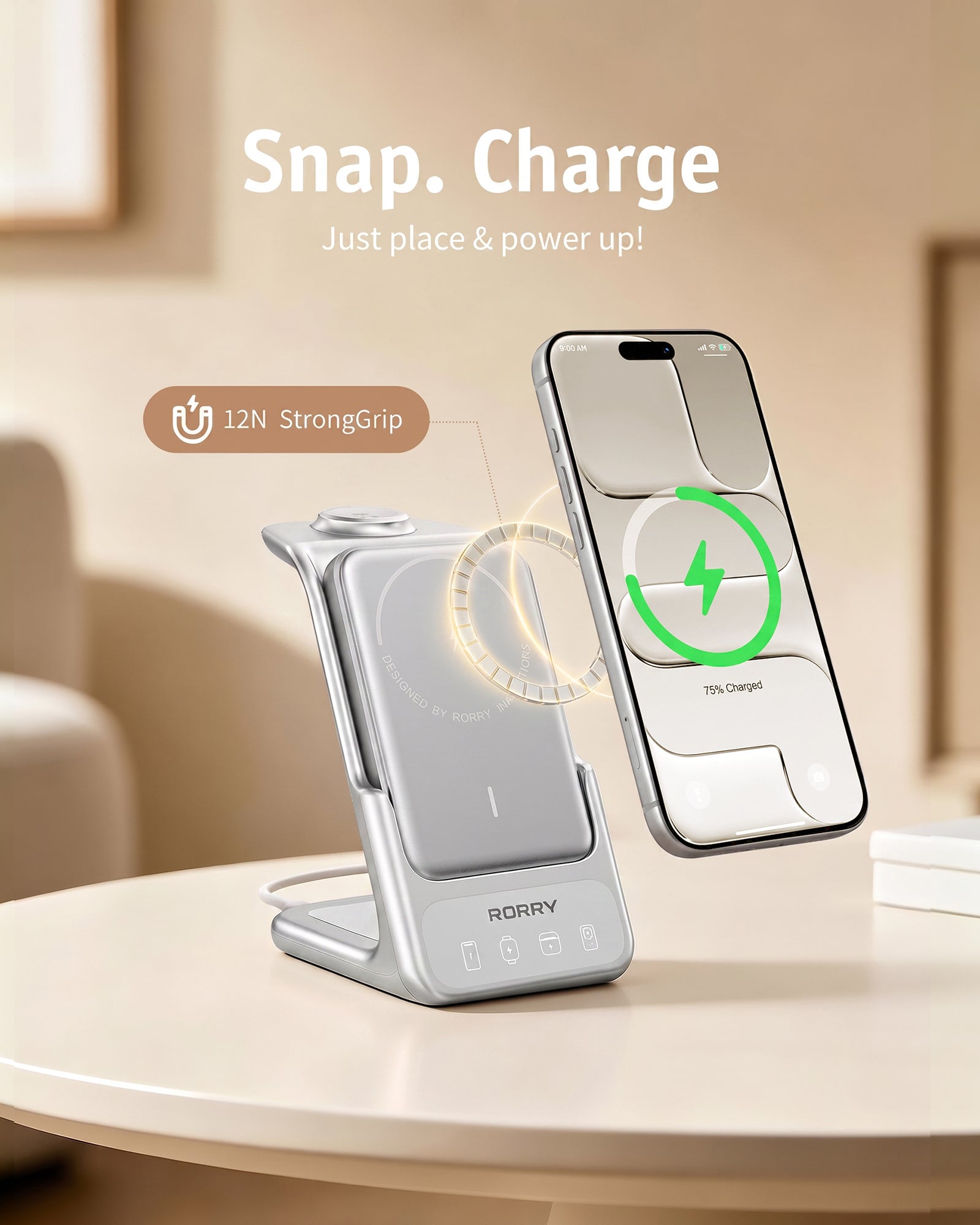 RORRY AuraDock M2-10000mAh 4 in 1 Charging Station with Magnetic Power Bank 30W