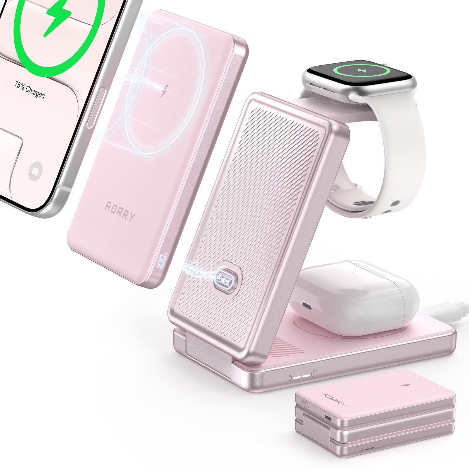 RORRY AuraDock M1-10000mAh 4-in-1 Charging Station with Magnetic Power Bank 30W