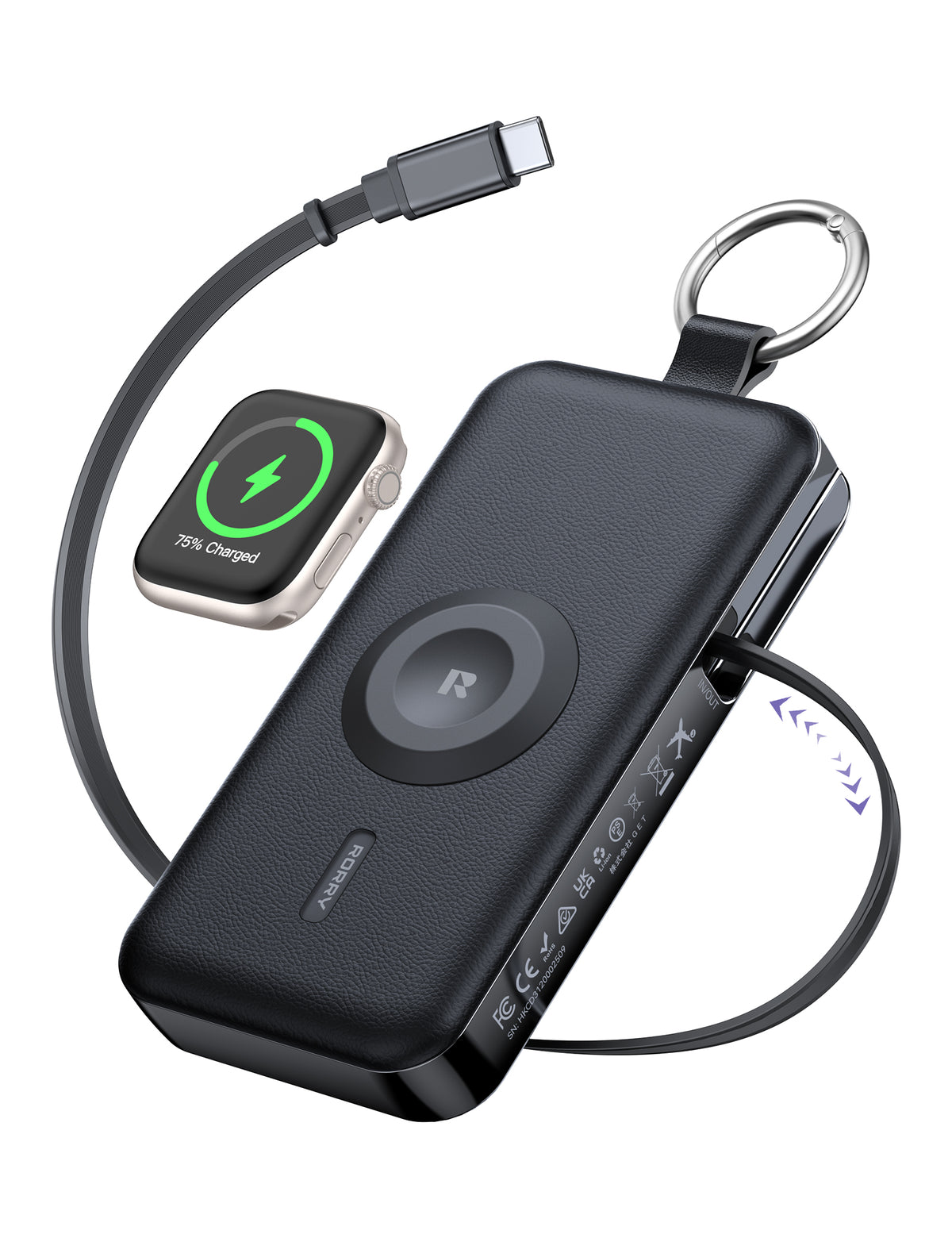 RORRY CharmGo D3-12000mAh Portable Charger Keychain Power Bank 30W