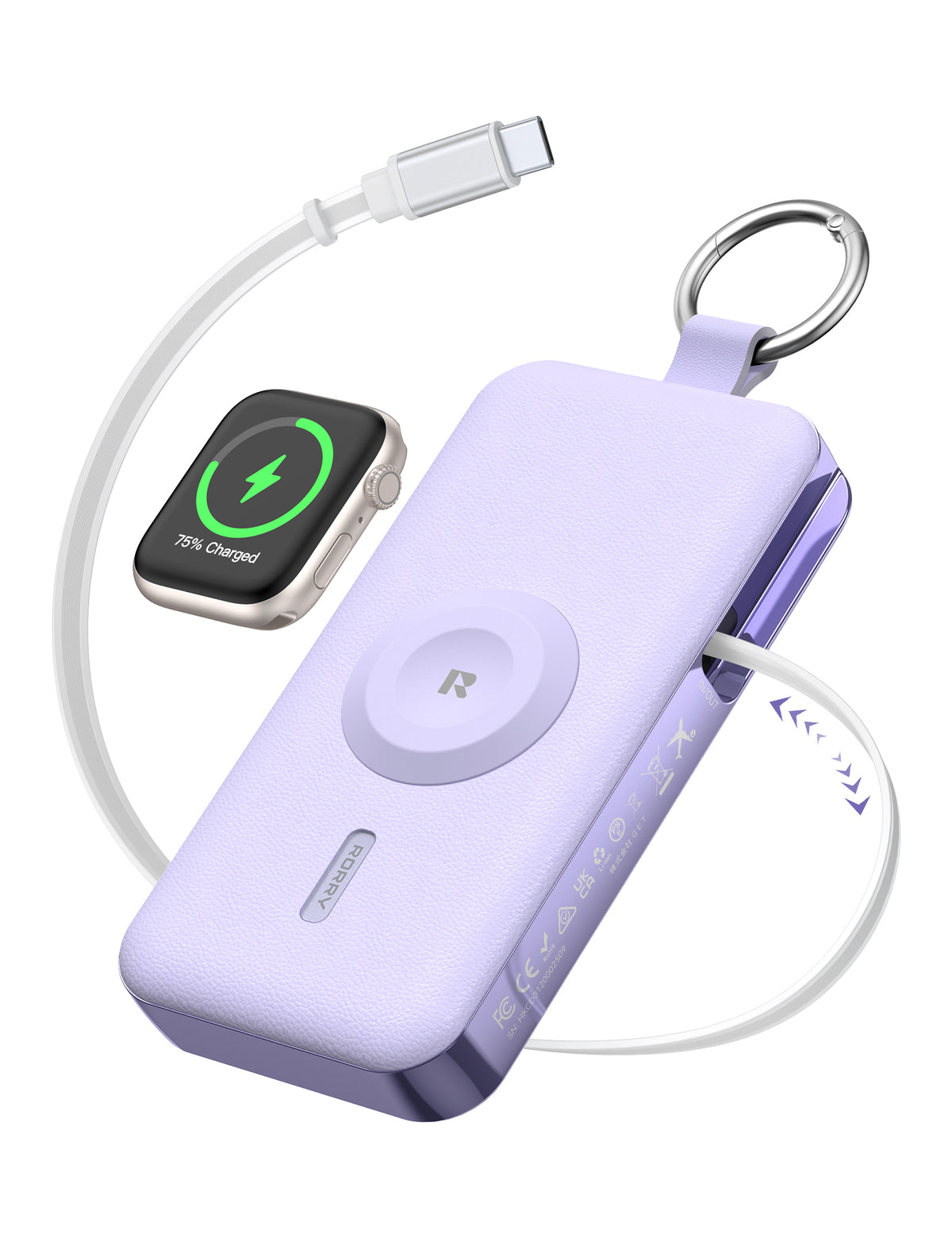 RORRY CharmGo D3-12000mAh Portable Charger Keychain Power Bank 30W