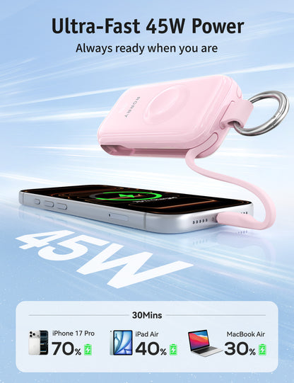 RORRY CharmGo D4-10000mAh Portable Charger Keychain Power Bank 45W