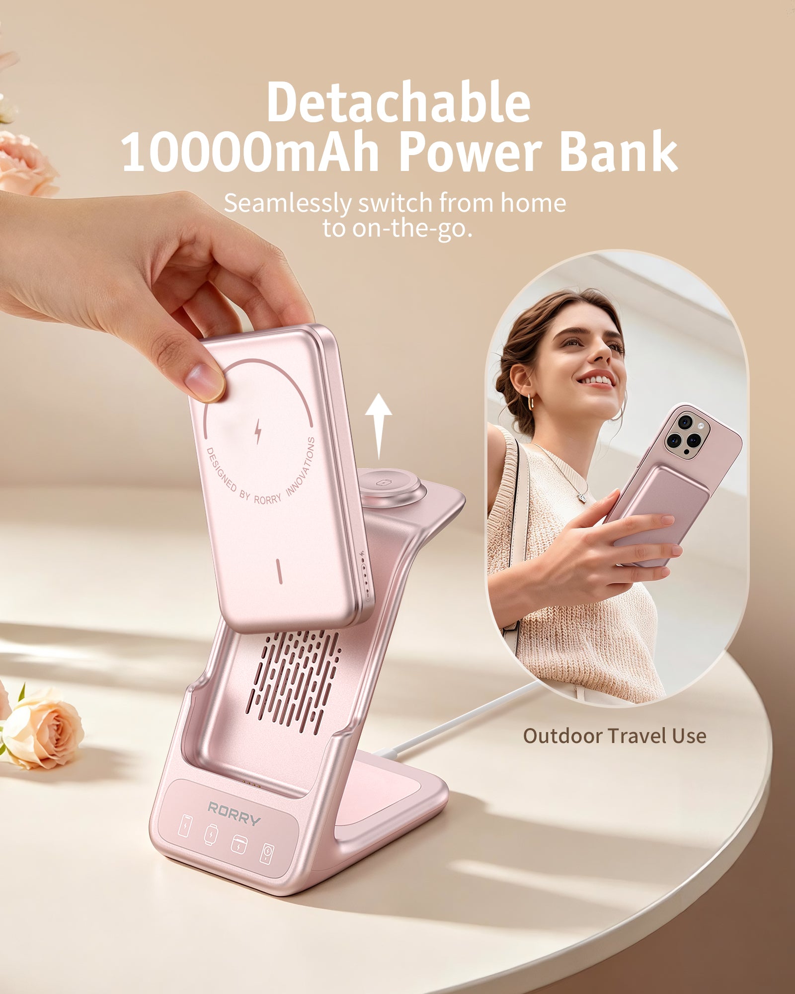 RORRY AuraDock M2-10000mAh 4 in 1 Charging Station with Magnetic Power Bank 30W