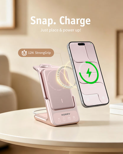 RORRY AuraDock M2-10000mAh 4 in 1 Charging Station with Magnetic Power Bank 30W
