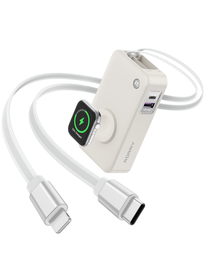 RORRY H1 10000mAh Portable Charger 30W Fast Charging Power Bank with Built-in Retractable Cables