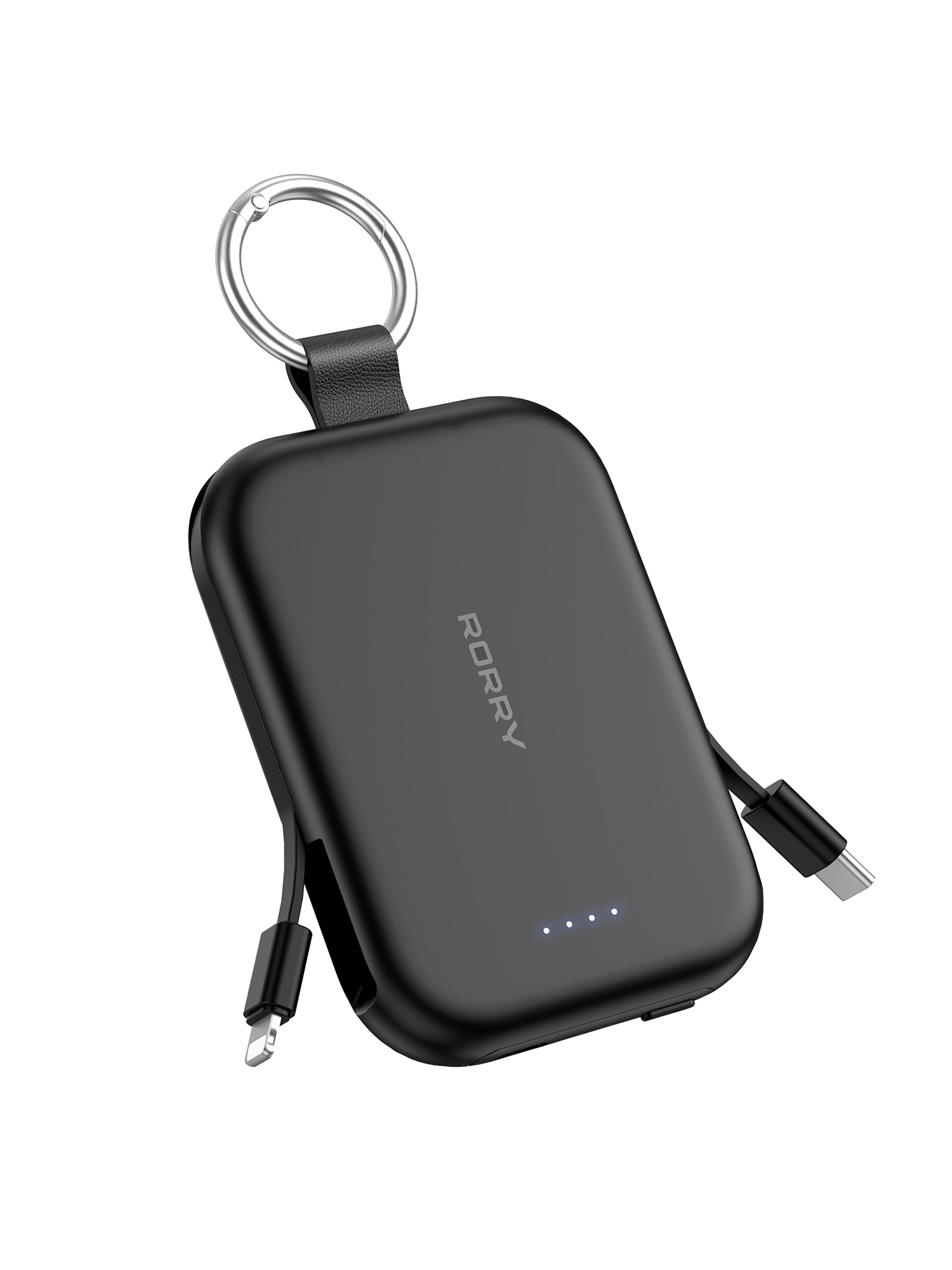 RORRY T1 5000mAh Portable Charger  Keychain Power Bank with Built-in Cables Travel Charger Battery Pack