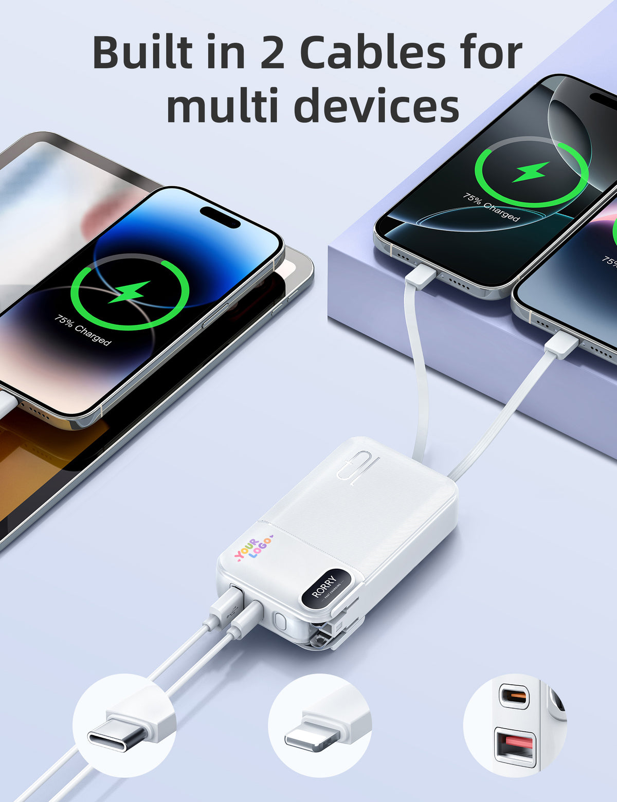 Chargeur portable RORRY CB06 10000mAh (prise murale secteur 22, 5W) avec logo personnalisé