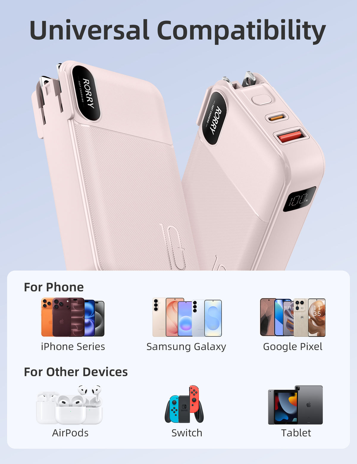 RORRY CB06 10000mAh Portable Charger(AC Wall Plug 22.5W)
