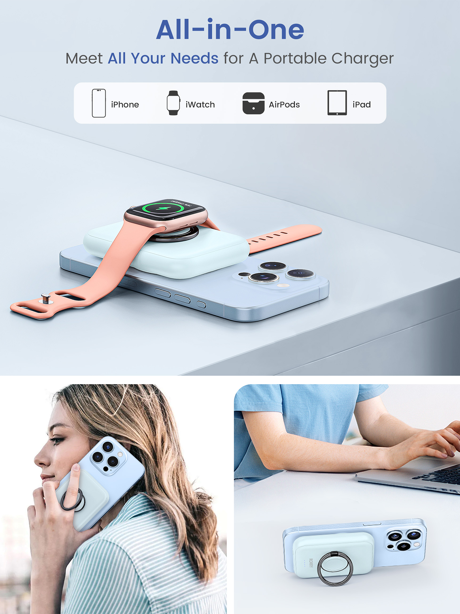 RORRY D13-5000mAh Magnetic Portable Charger Wireless Charger