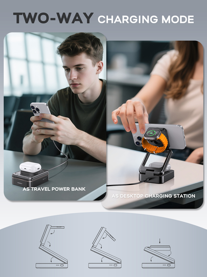 RORRY D17-5000mAh D18-10000mAh 3 in 1 Charger with Wireless Charging Station for Apple