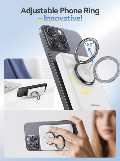 RORRY P1 10000mAh Magsafe Power Bank Wireless Portable Charger with Phone Ring