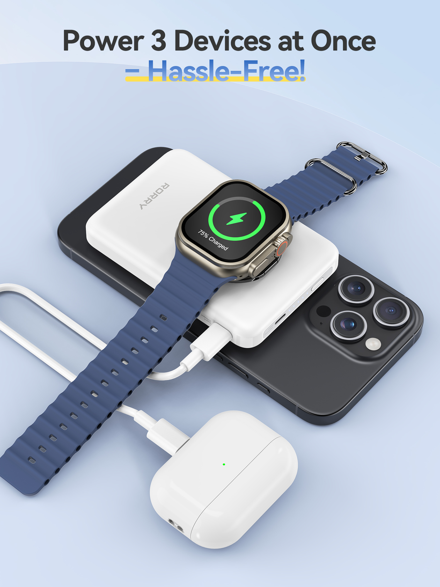 RORRY P1 10000mAh Magsafe Power Bank Wireless Portable Charger with Phone Ring
