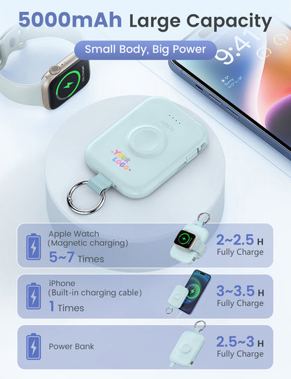 CharmGo D2 Schlüsselanhänger-Powerbank mit individuellem RORRY-Logo (5.000 mAh) – Großpackung