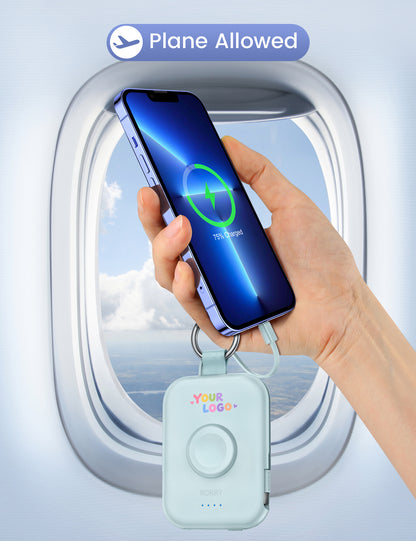 CharmGo D2 Schlüsselanhänger-Powerbank mit individuellem RORRY-Logo (5.000 mAh) – Großpackung