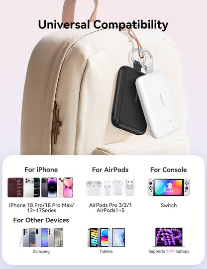 RORRY CharmGo T1-10000mAh Tragbarer Akku mit Schlüsselanhänger und Powerbank (30W)