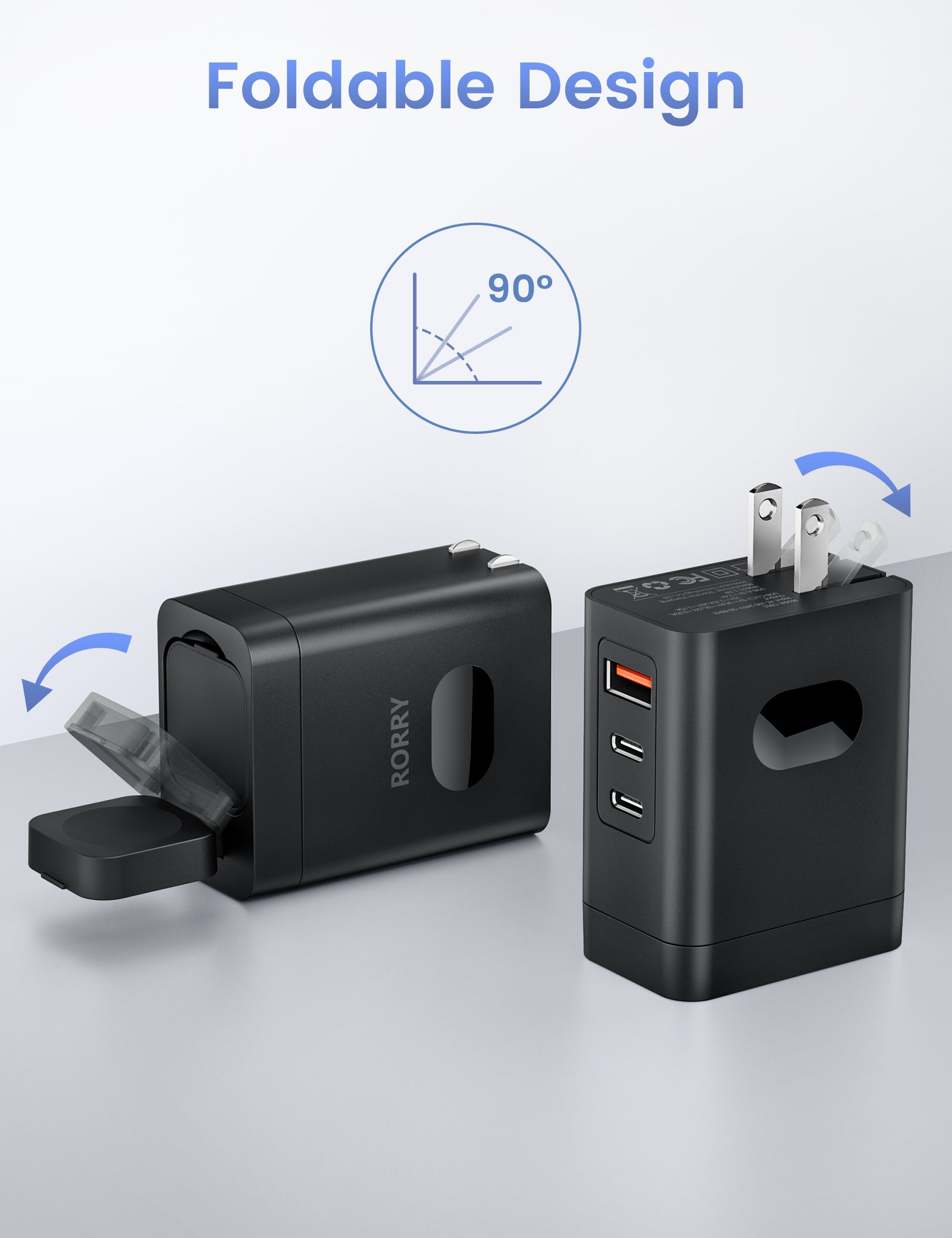 RORRY CB01 Type-C Dual Foldable Plug Wall Charger Block