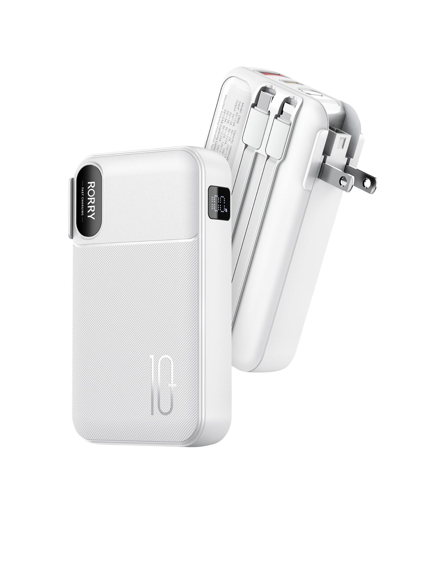 RORRY CB06 10000mAh 22.5W Portable Charger Buit-in AC Wall Plug Power Bank