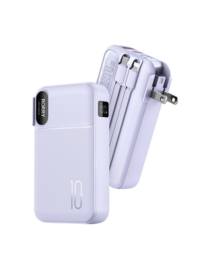 RORRY CB06 10000mAh 22.5W Portable Charger Buit-in AC Wall Plug Power Bank