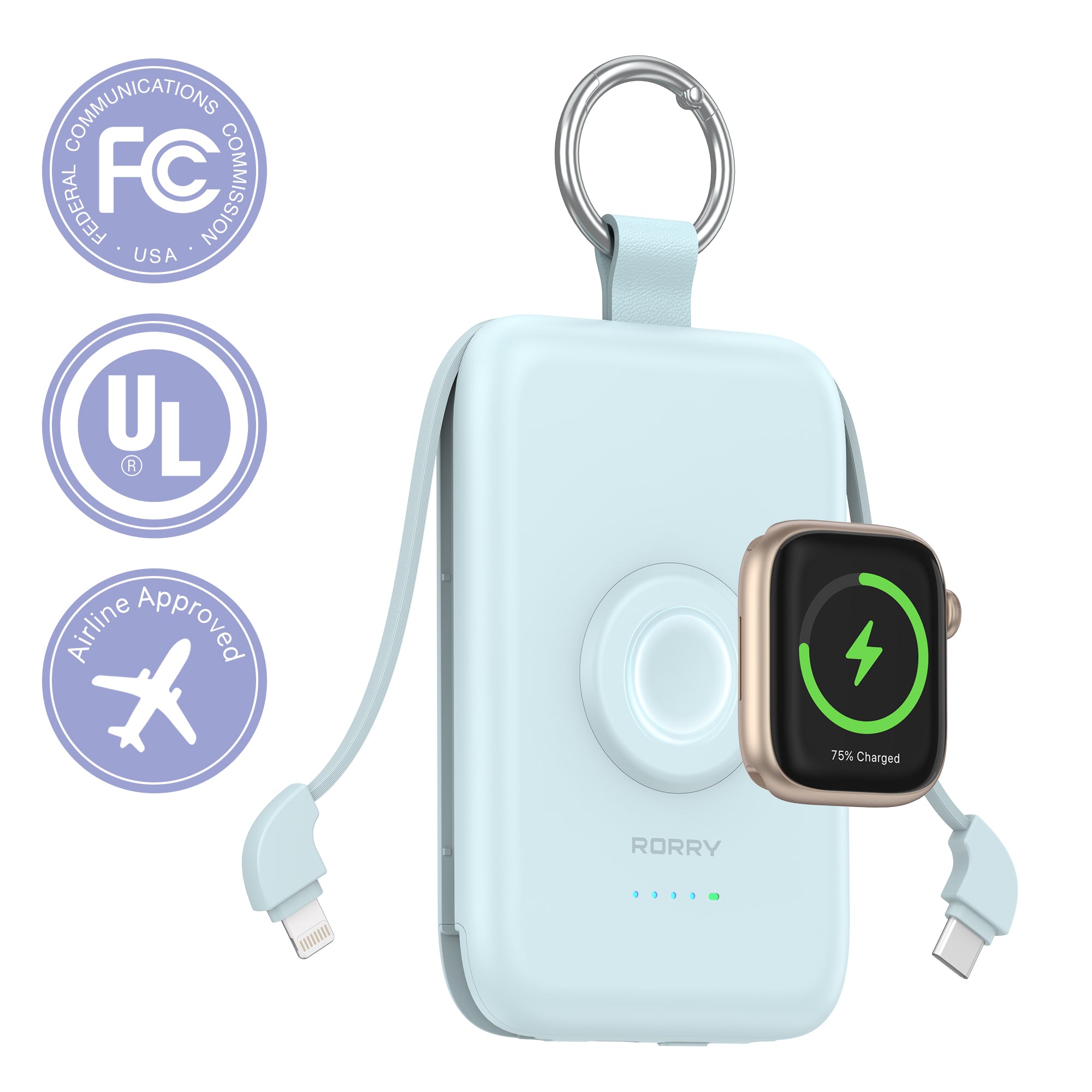 RORRY D2-10000mAh CharmGo Portable Charger Keychain Power Bank 20W