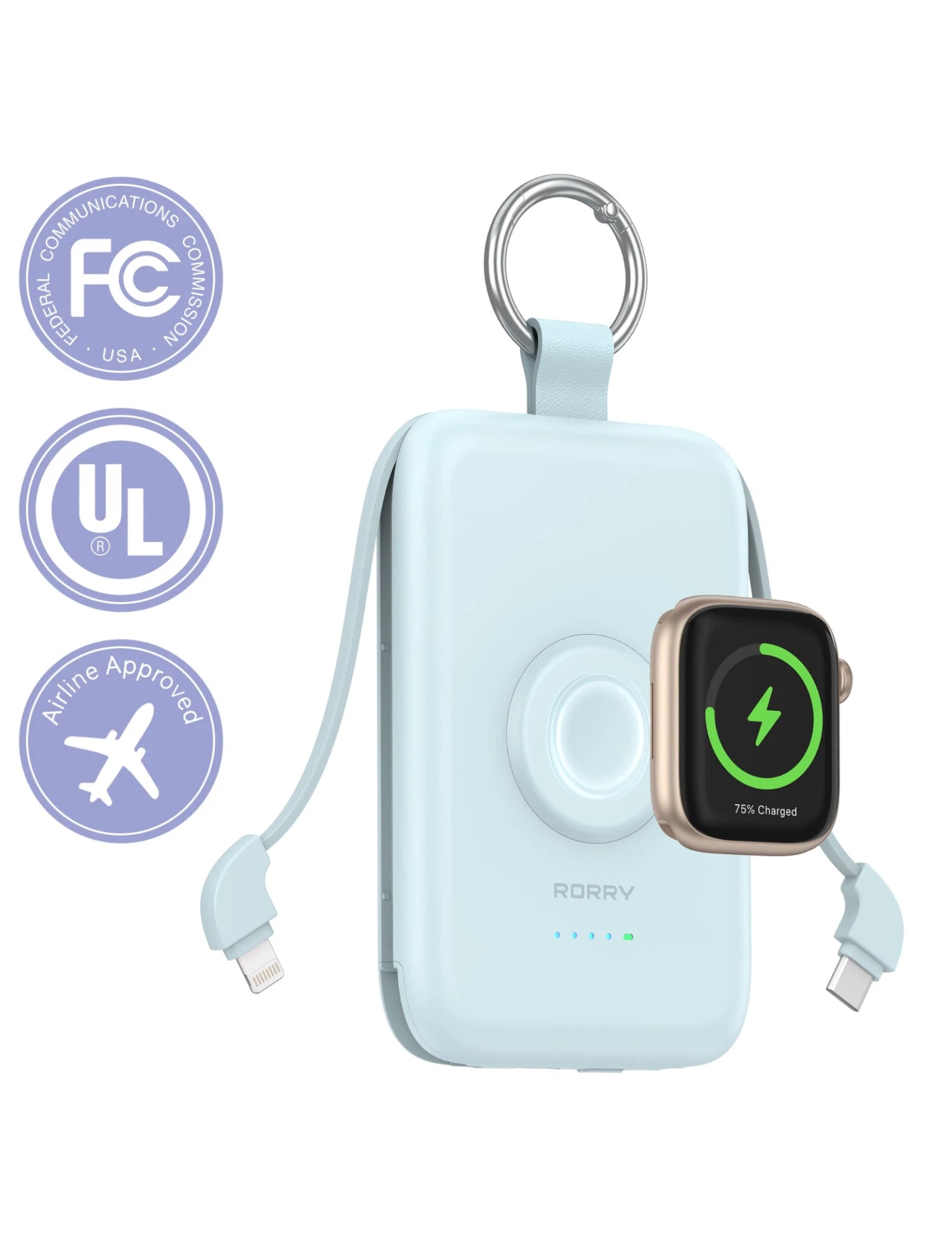 RORRY CharmGo D2-10000mAh Portable Charger Keychain Power Bank 20W