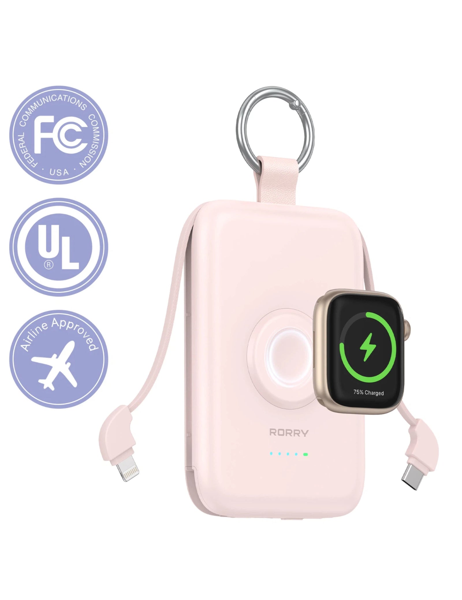 RORRY D2-10000mAh CharmGo Portable Charger Keychain Power Bank 20W