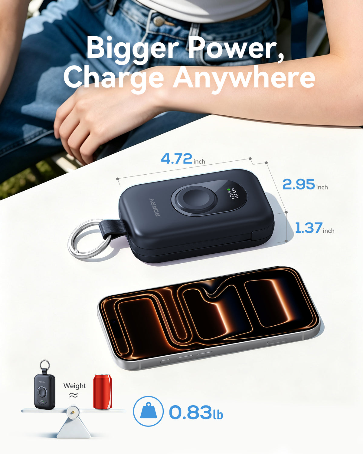 RORRY CharmGo D2-20000mAh Tragbarer Akku mit Schlüsselanhänger und Powerbank (30W)