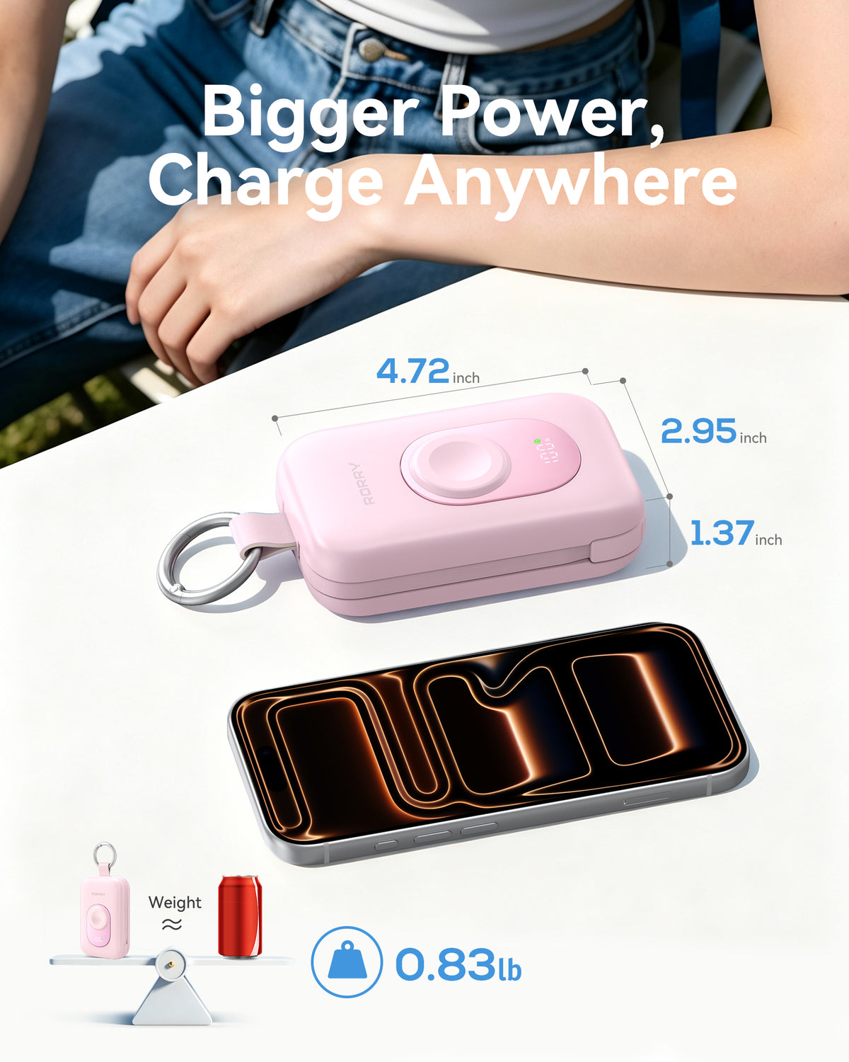 RORRY CharmGo D2-20000mAh Tragbarer Akku mit Schlüsselanhänger und Powerbank (30W)