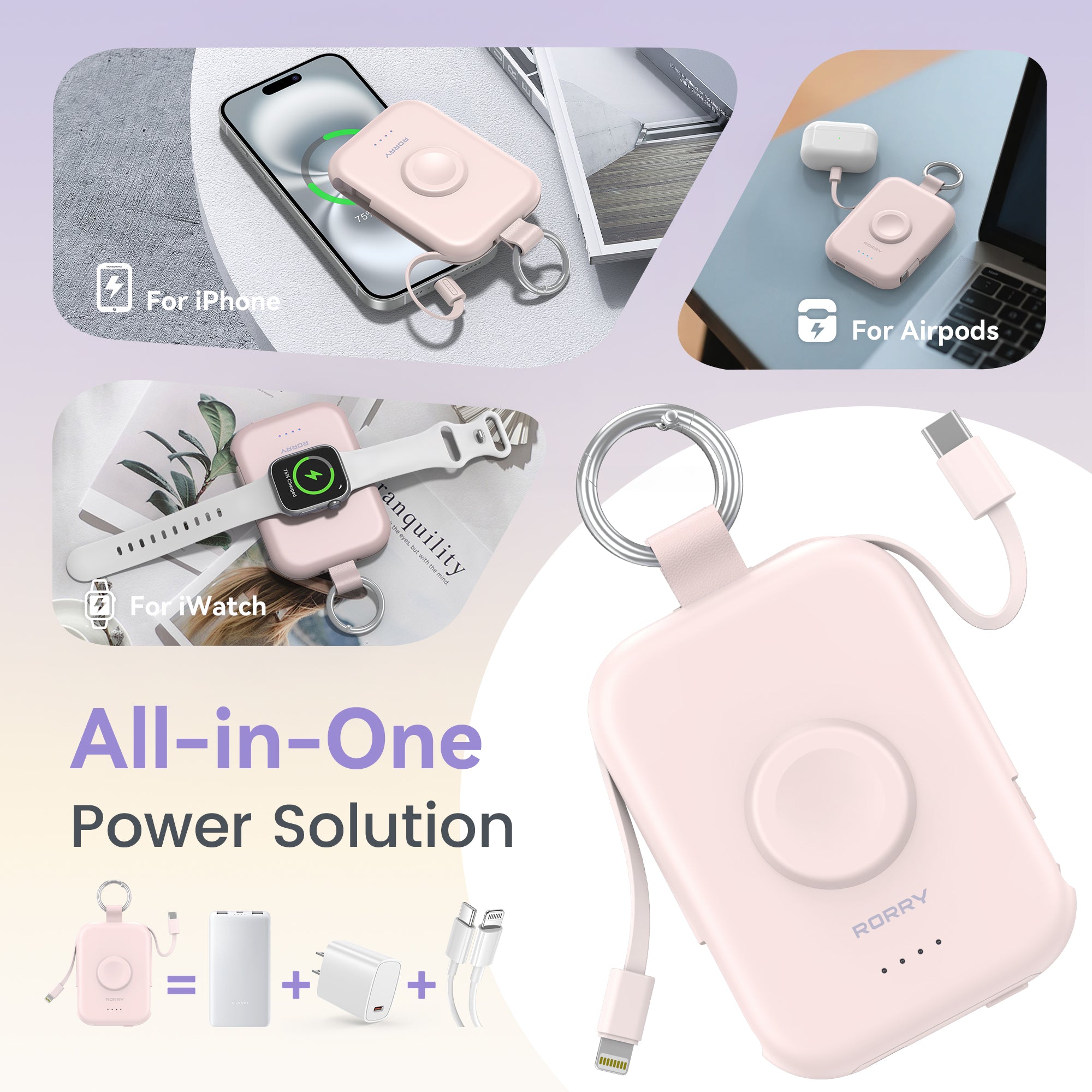 RORRY D2-5000mAh CharmGo Portable Charger Keychain Power Bank