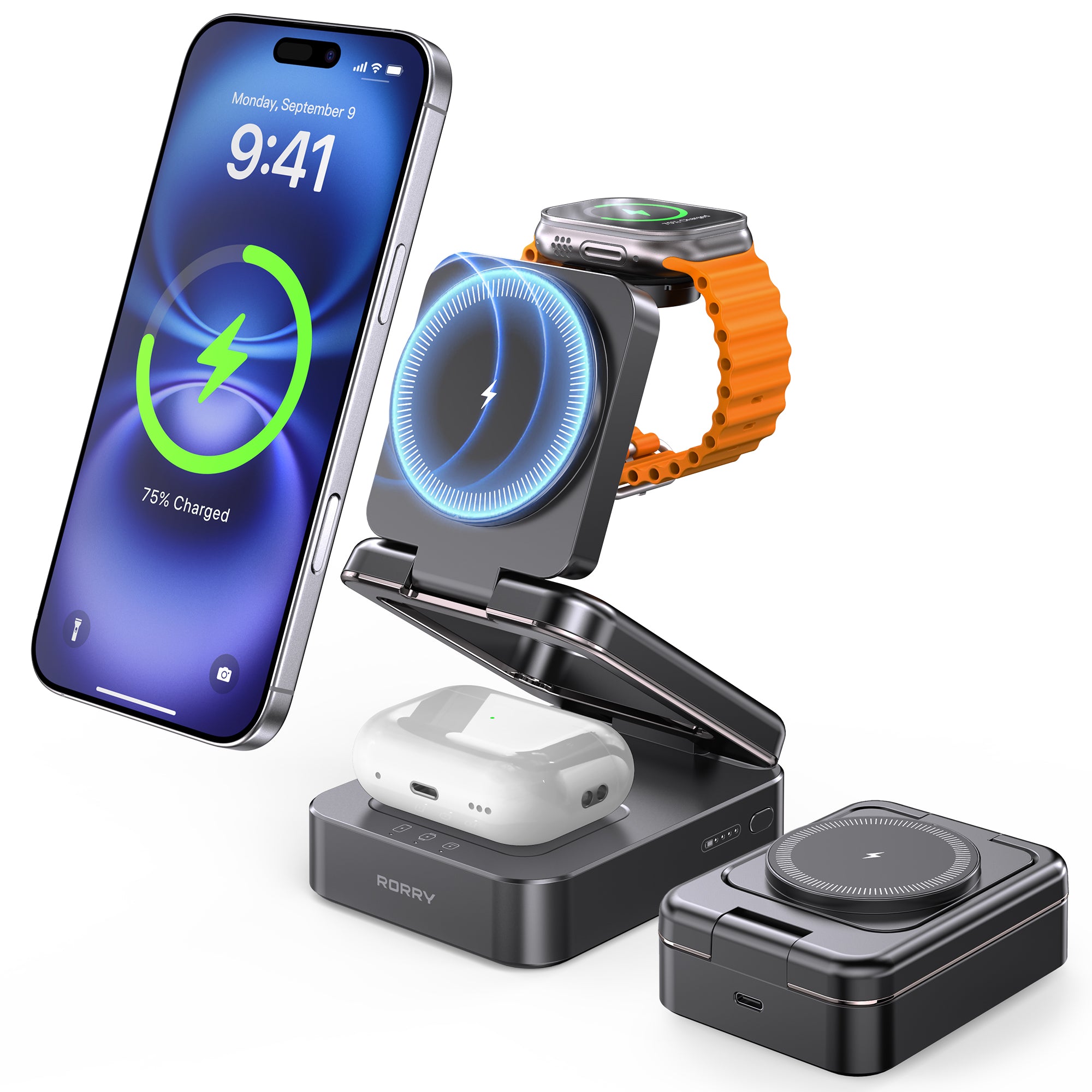 RORRY D17-5000mAh D18-10000mAh 3 in 1 Wireless Charging Station