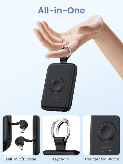 RORRY D2-10000mAh Portable Charger Keychain Power Bank 30W