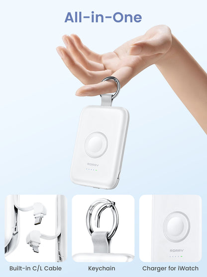 RORRY D2-10000mAh Portable Charger Keychain Power Bank 30W