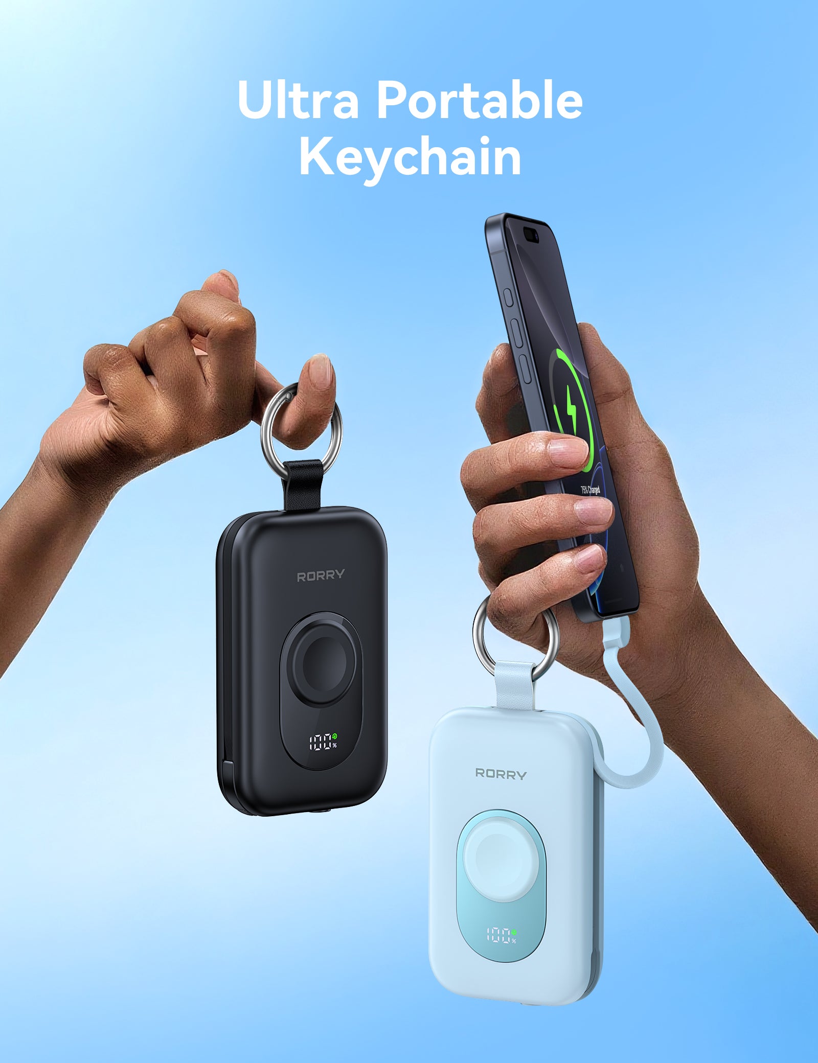 RORRY D2-20000mAh Portable Charger Keychain Power Bank 30W