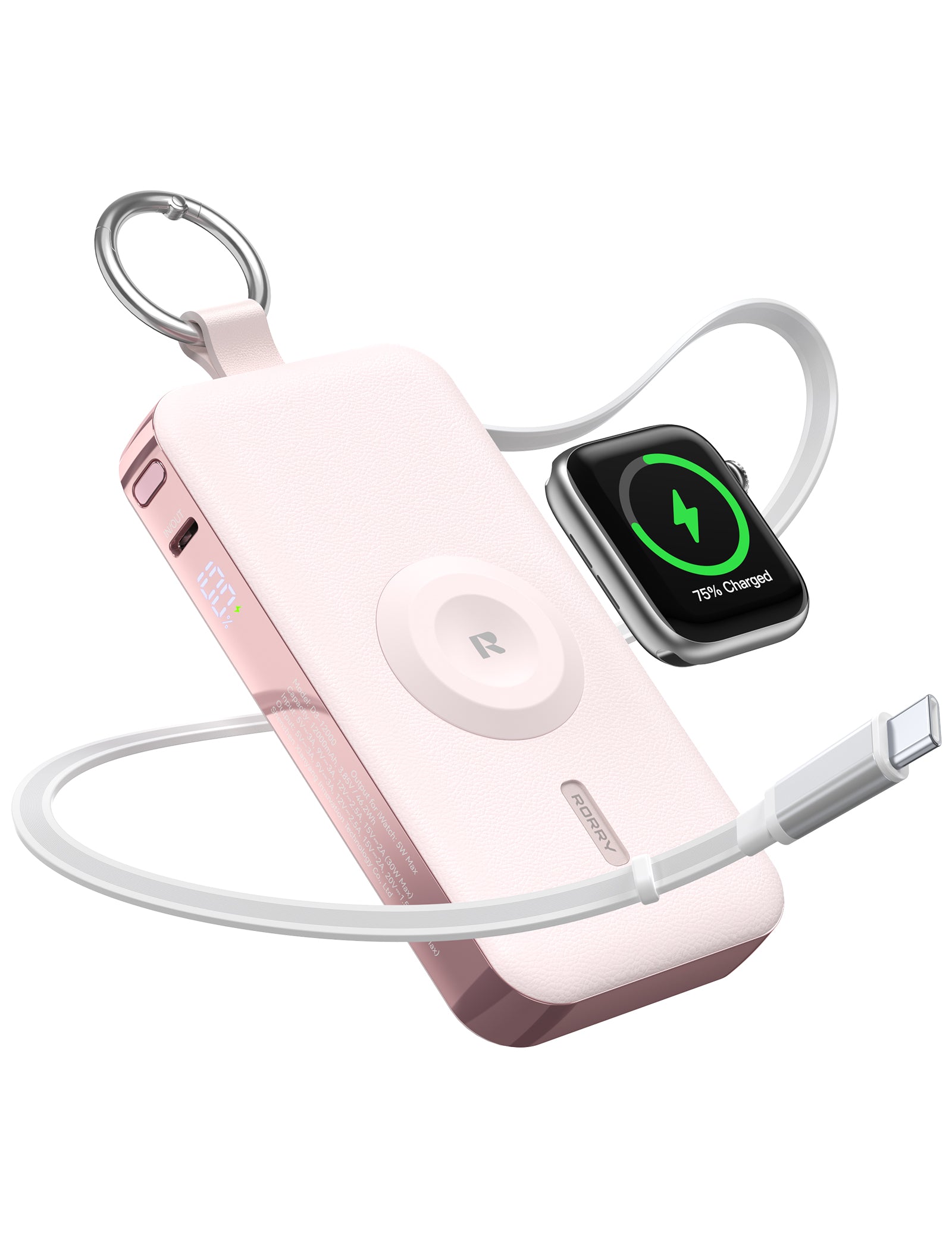 RORRY D3-12000mAh Portable Charger Keychain Power Bank 30W