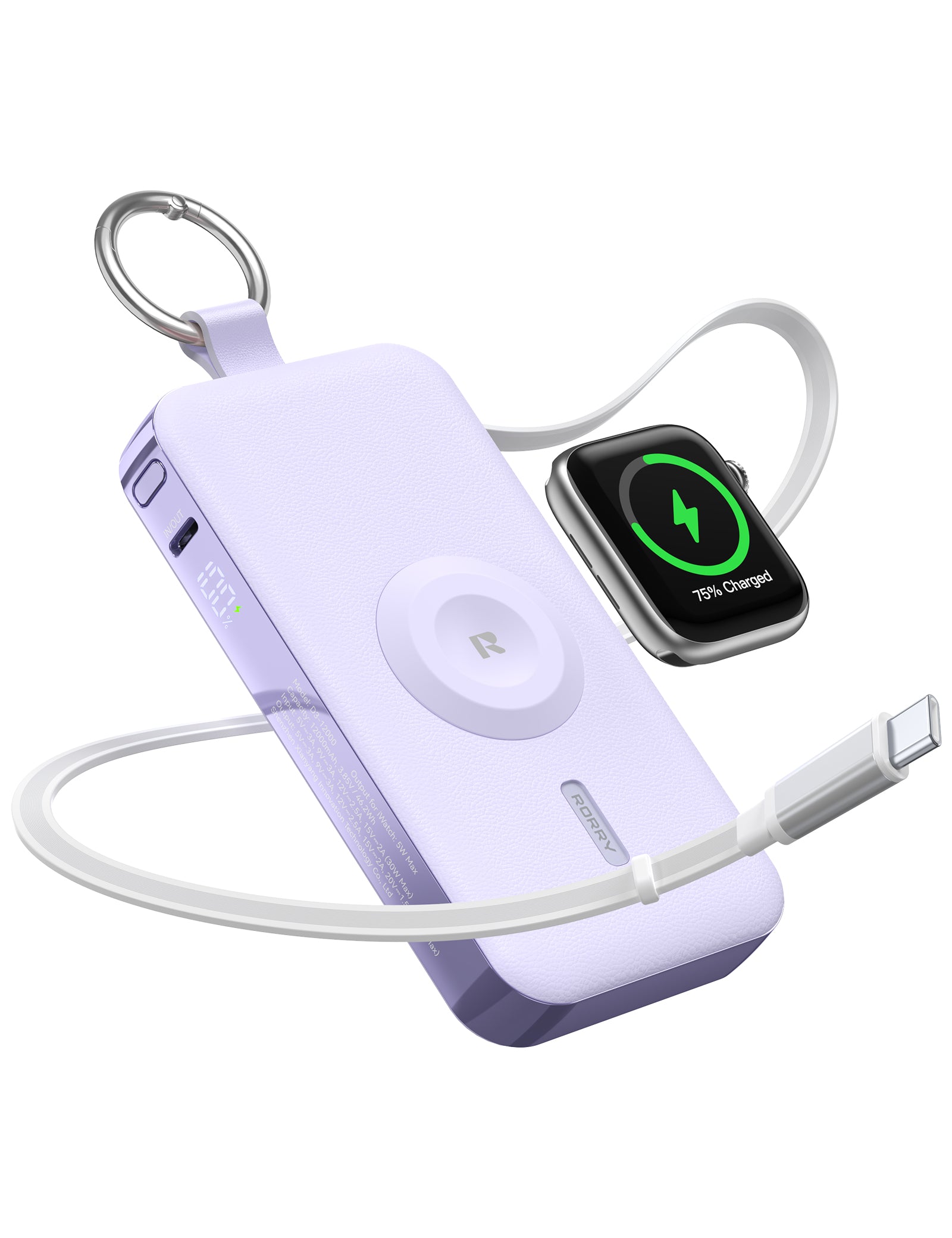 RORRY CharmGo D3-12000mAh Portable Charger Keychain Power Bank 30W