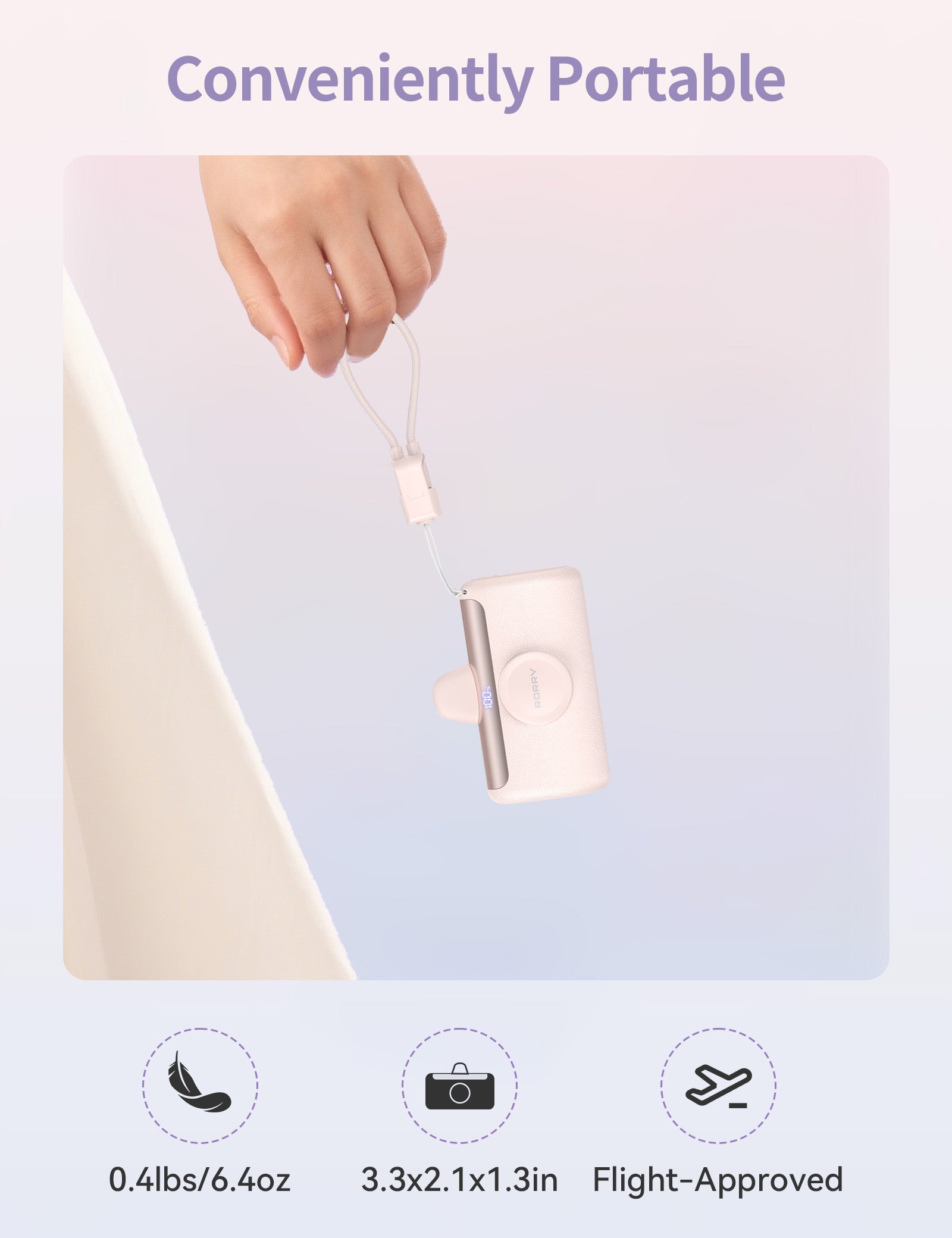 RORRY D5-10000mAh Portable Charger USB-C Power Bank