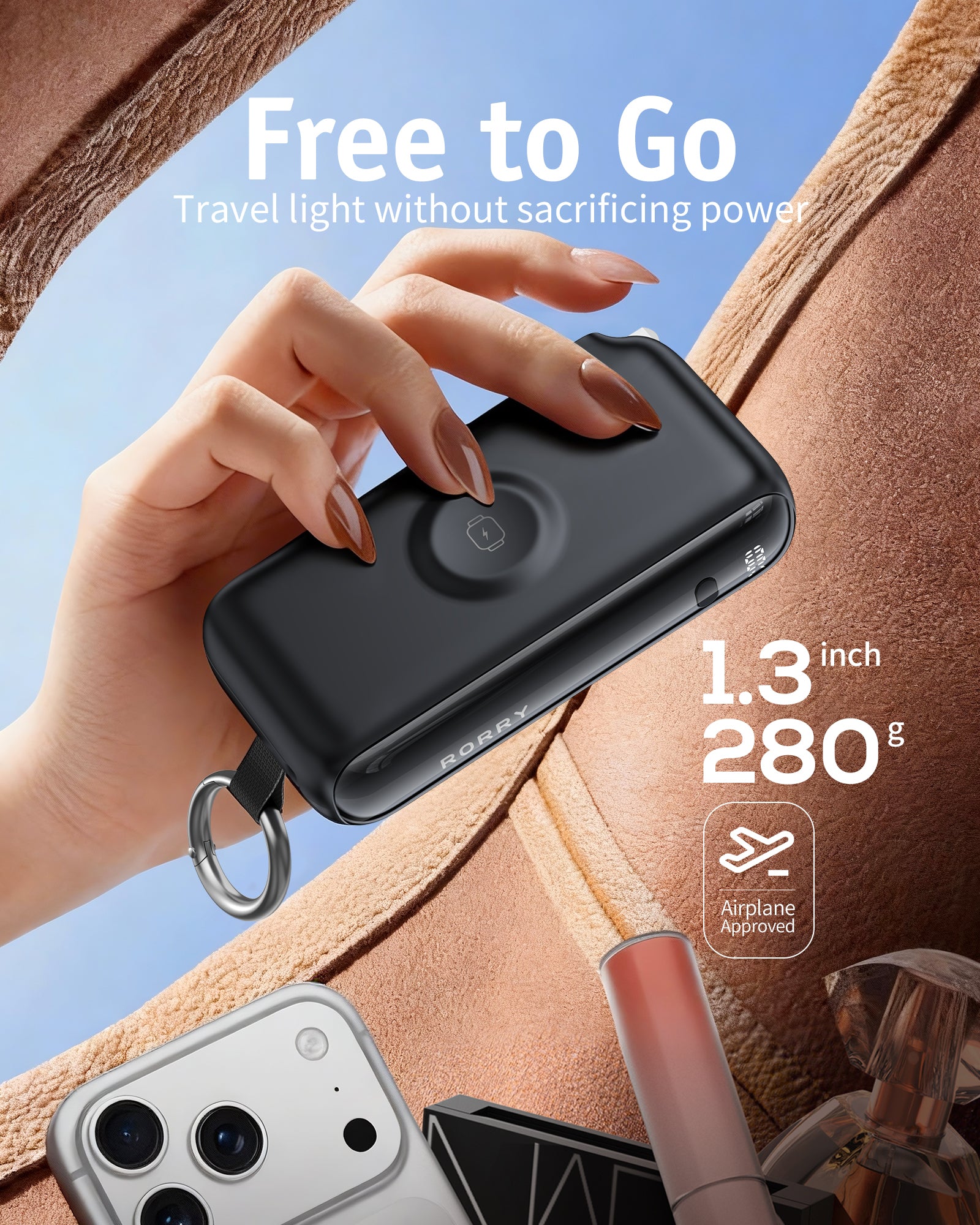 RORRY Flow CB4-10000mAh Portable Charger Charging with Cable & Wall Plug 40W