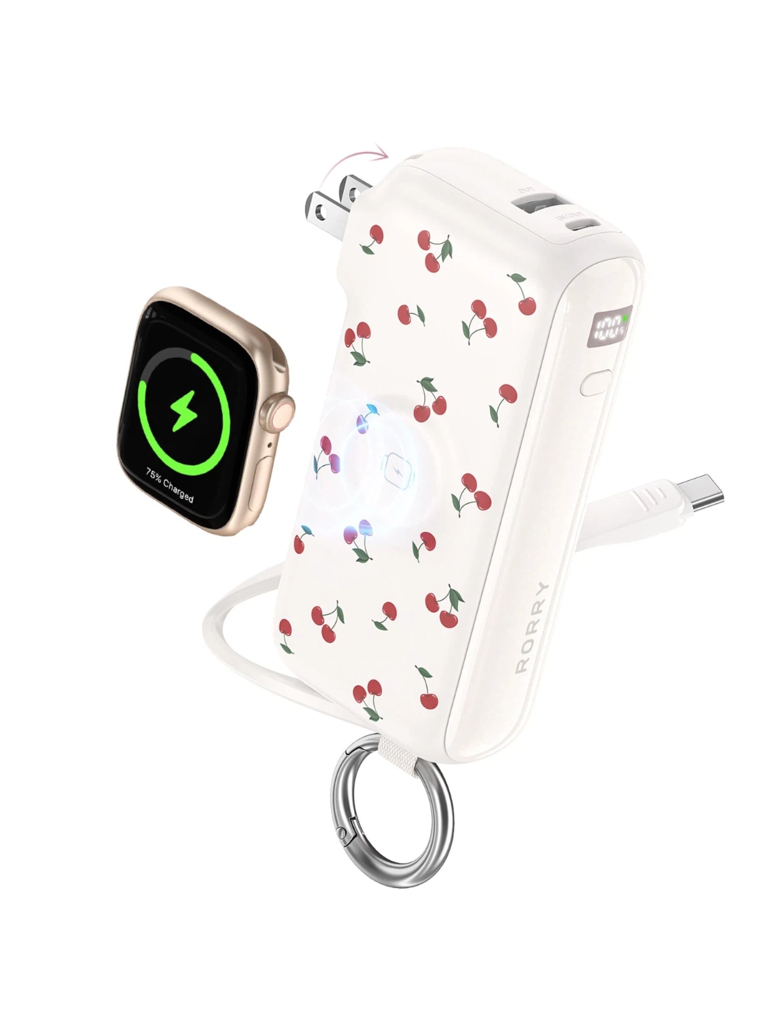 RORRY Flow CB4-10000mAh Portable Charger Charging with Cable & Wall Plug 40W