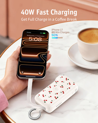 RORRY Flow CB4-10000mAh Portable Charger Charging with Cable & Wall Plug 40W