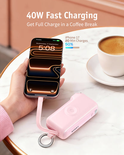 RORRY Flow CB4-10000mAh Portable Charger Charging with Cable & Wall Plug 40W
