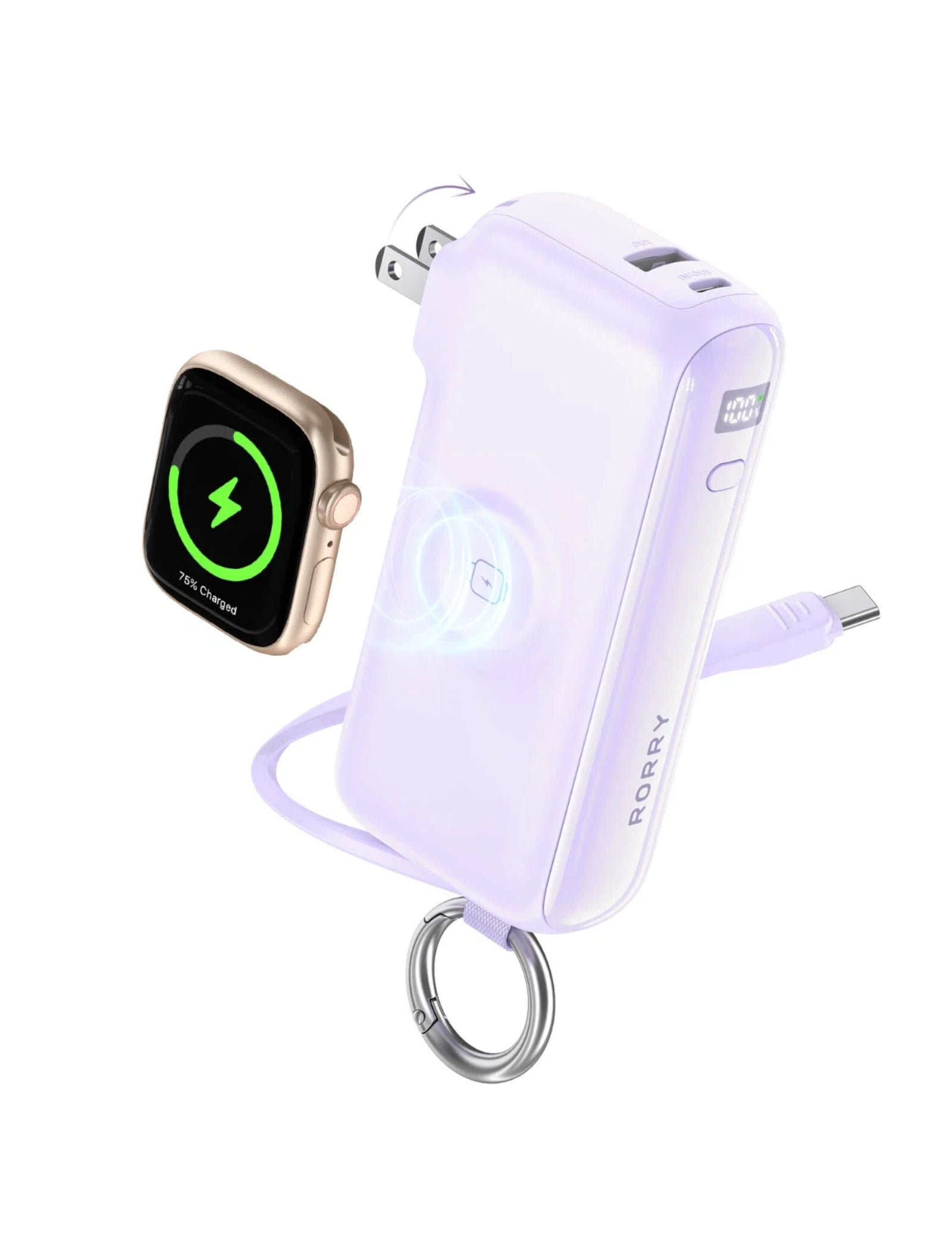 RORRY Flow CB4-10000mAh Portable Charger Charging with Cable & Wall Plug 40W
