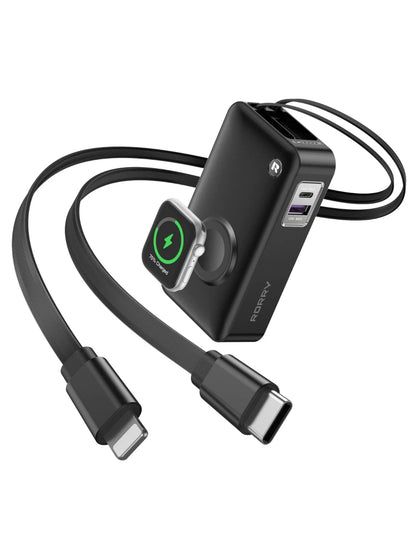 RORRY H1-10000mAh Portable Charger 30W Retractable Cables