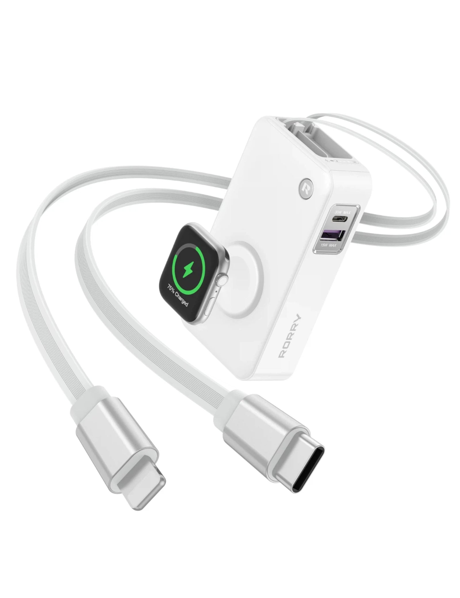 Apple - 19Y-12-1 RORU RORRY H1 3-in-1 Power Bank with Retractable Cables | MagSafe