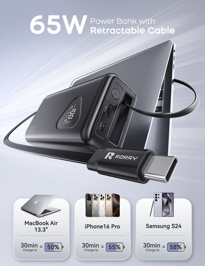 RORRY H3 25000mAh Laptop Power Bank 65W