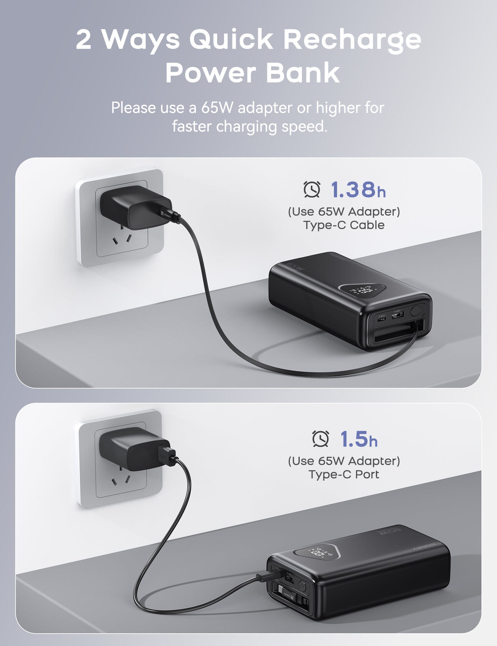 RORRY H3 25000mAh Laptop Power Bank 65W