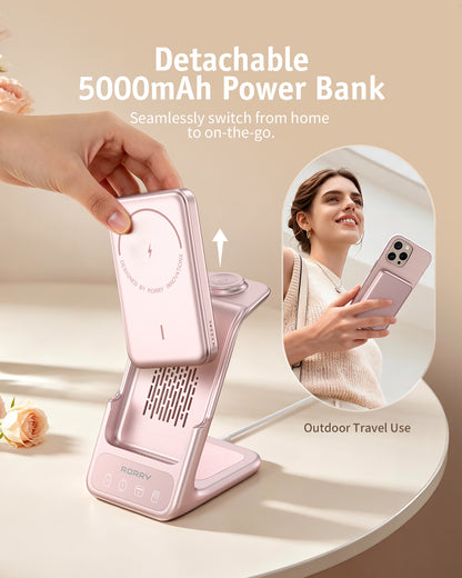 RORRY AuraDock M2-5000mAh 3 in 1 Charging Station with MagSafe Power Bank