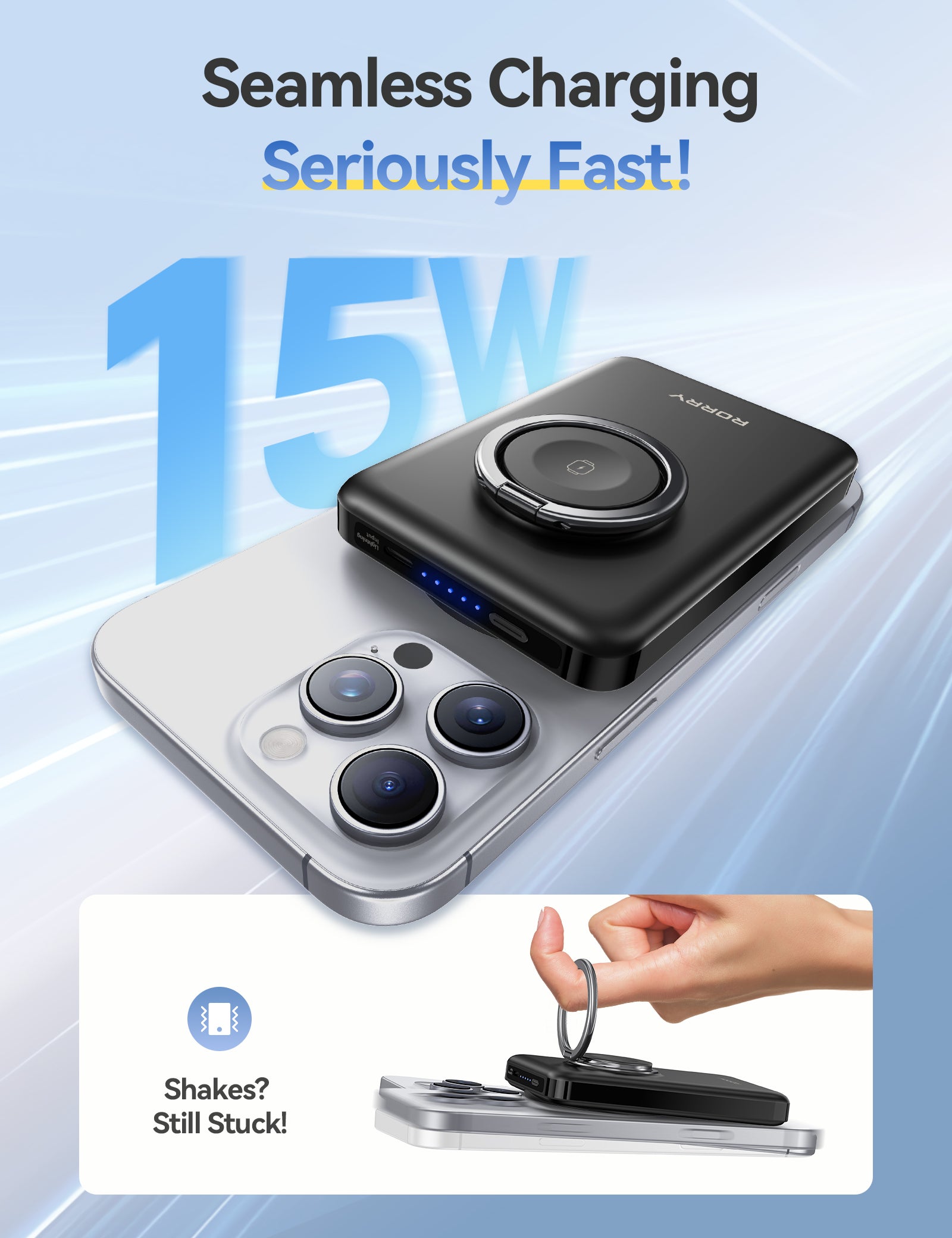 RORRY P1-10000mAh Magsafe Power Bank with Phone Ring